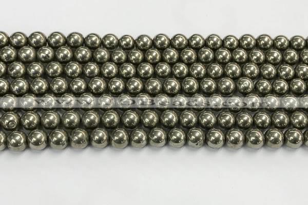 CPY261 15.5 inches 6mm round pyrite gemstone beads wholesale