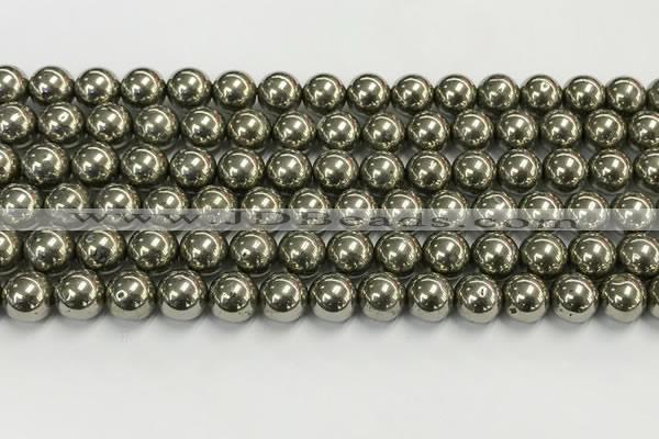 CPY262 15.5 inches 8mm round pyrite gemstone beads wholesale