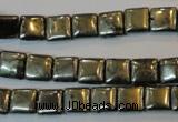 CPY315 15.5 inches 8*8mm square pyrite gemstone beads wholesale