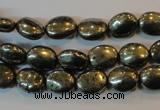 CPY32 16 inches 8*10mm oval pyrite gemstone beads wholesale