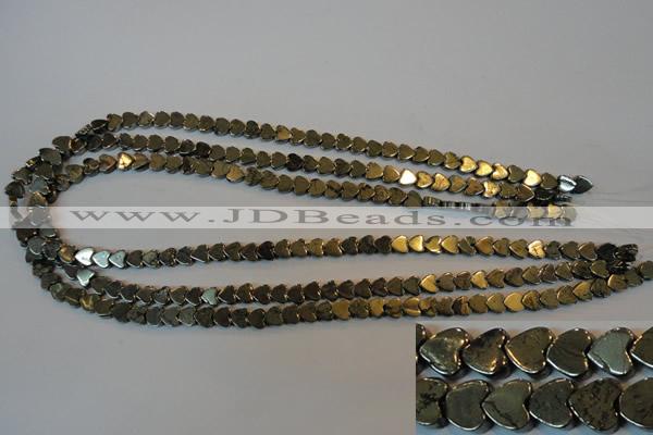 CPY330 15.5 inches 6*6mm heart pyrite gemstone beads wholesale