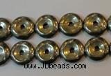 CPY336 15.5 inches 12mm donut pyrite gemstone beads wholesale