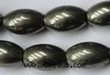 CPY367 15.5 inches 10*16mm rice pyrite gemstone beads wholesale