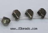 CPY388 Top drilled 9*11mm - 10*14mm faceted flat teardrop pyrite beads