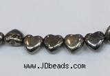 CPY390 Top drilled 8*8mm heart pyrite gemstone beads