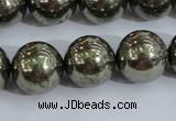 CPY407 15.5 inches 16mm round pyrite gemstone beads wholesale