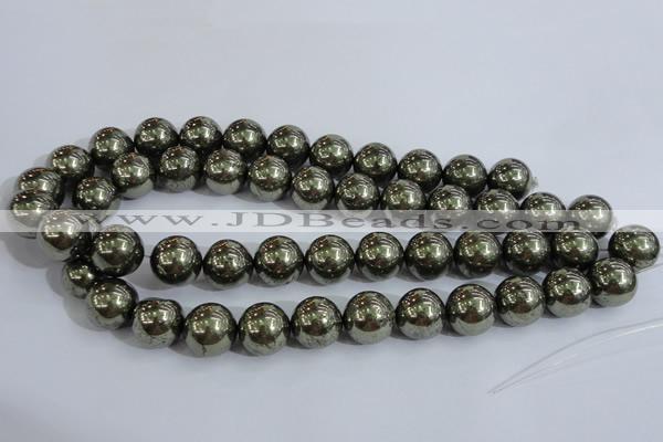 CPY407 15.5 inches 16mm round pyrite gemstone beads wholesale