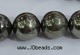 CPY408 15.5 inches 18mm round pyrite gemstone beads wholesale