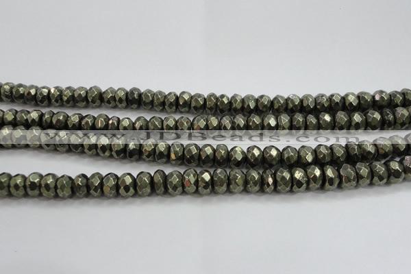 CPY429 15.5 inches 5*8mm faceted rondelle pyrite gemstone beads