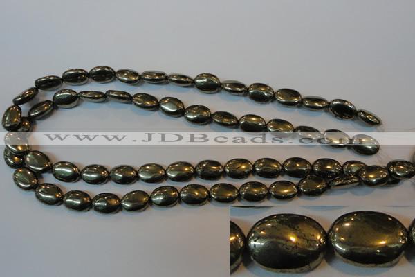 CPY44 16 inches 10*14mm oval pyrite gemstone beads wholesale