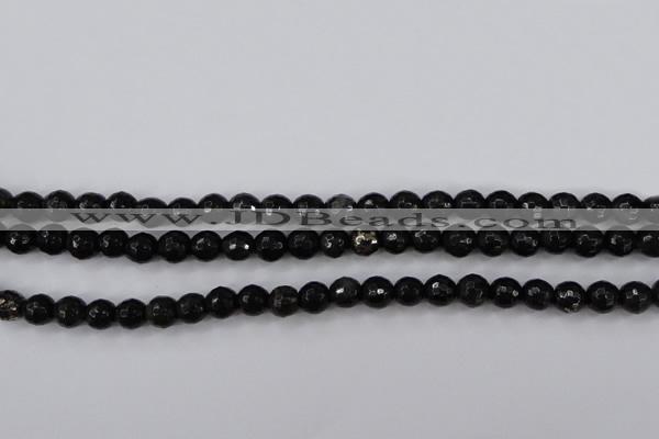 CPY501 15.5 inches 6mm faceted round natural chalcopyrite beads