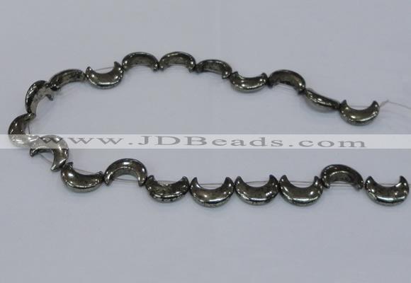 CPY568 15.5 inches 15*20mm curved moon pyrite gemstone beads