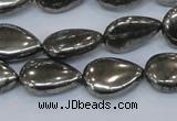 CPY579 15.5 inches 15*20mm flat teardrop pyrite gemstone beads