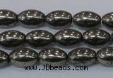 CPY599 15.5 inches 8*12mm rice pyrite gemstone beads wholesale