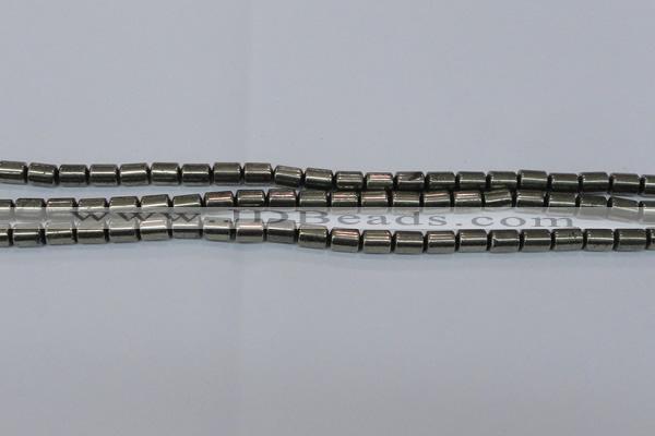 CPY608 15.5 inches 6*9mm tube pyrite gemstone beads