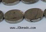 CPY645 15.5 inches 15*20mm oval pyrite gemstone beads wholesale