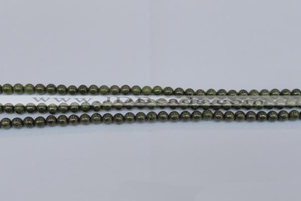 CPY750 15.5 inches 4mm round pyrite gemstone beads wholesale