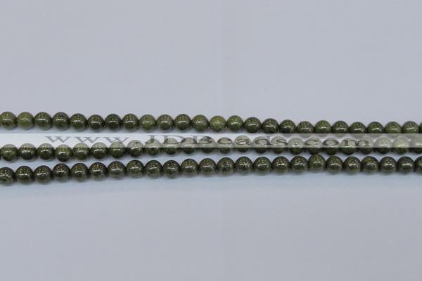 CPY751 15.5 inches 6mm round pyrite gemstone beads wholesale