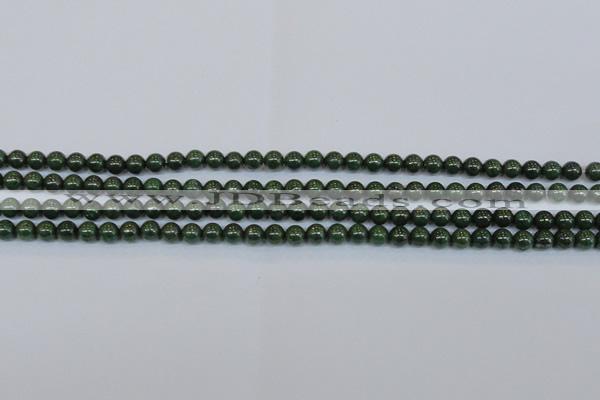 CPY760 15.5 inches 4mm round pyrite gemstone beads wholesale