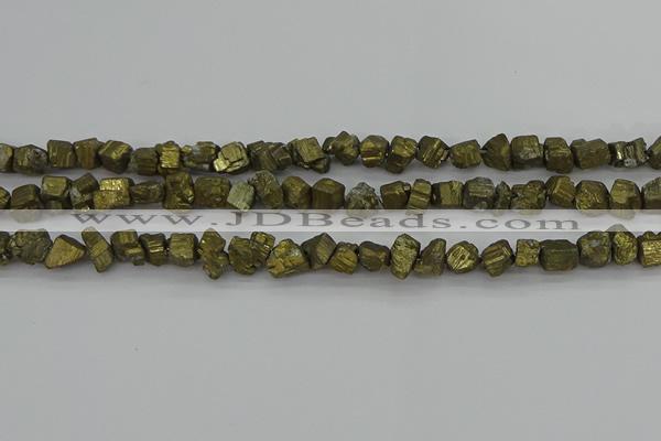 CPY802 15.5 inches 6*10mm - 8*12mm nuggets plated pyrite beads