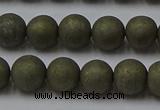 CPY814 15.5 inches 6mm round matte pyrite beads wholesale