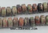 CRA07 15.5 inches 6*10mm rondelle natural rainforest agate beads