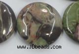 CRA14 15.5 inches 30mm flat round natural rainforest agate beads