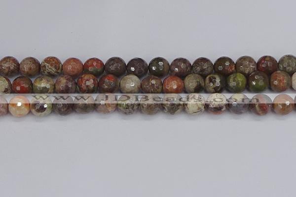 CRA164 15.5 inches 12mm faceted round rainforest agate beads