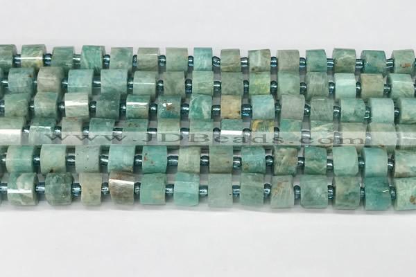 CRB1069 15.5 inches 5*8mm - 6*8mm faceted tyre amazonite beads