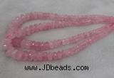 CRB1120 15.5 inches 5*8mm - 9*18mm faceted rondelle rose quartz beads