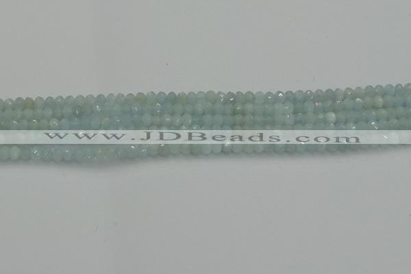 CRB1200 15.5 inches 3*4mm faceted rondelle aquamarine beads