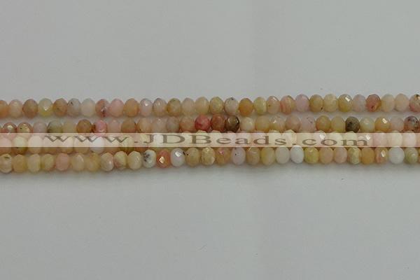 CRB1215 15.5 inches 4*6mm faceted rondelle pink opal beads