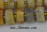 CRB1248 15.5 inches 7*14mm tyre matte crazy lace agate beads