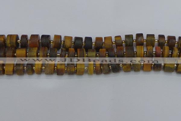 CRB1255 15.5 inches 7*14mm tyre matte yellow tiger eye beads