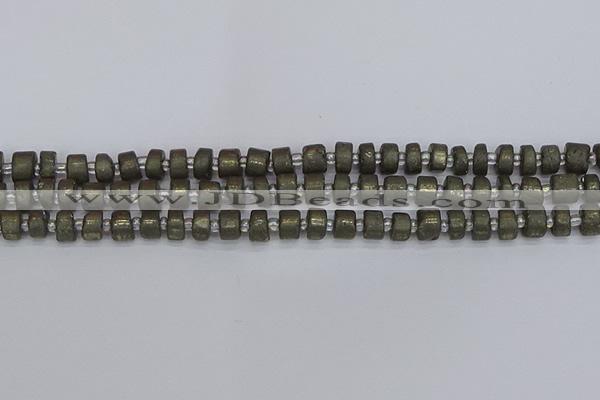 CRB1259 15.5 inches 5*8mm tyre matte pyrite gemstone beads