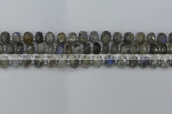 CRB1296 15.5 inches 6*10mm faceted rondelle labradorite beads