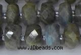 CRB1297 15.5 inches 6*12mm faceted rondelle labradorite beads