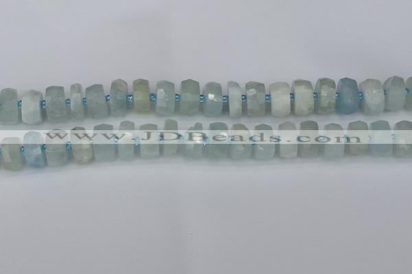 CRB1312 15.5 inches 6*12mm faceted rondelle aquamarine beads