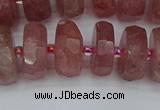 CRB1344 15.5 inches 8*16mm faceted rondelle strawberry quartz beads