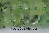 CRB1351 15.5 inches 6*10mm faceted rondelle green rutilated quartz beads