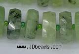 CRB1355 15.5 inches 8*18mm faceted rondelle green rutilated quartz beads