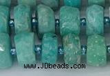 CRB1372 15.5 inches 6*12mm faceted rondelle amazonite beads