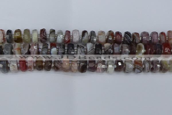 CRB1382 15.5 inches 6*12mm faceted rondelle botswana agate beads