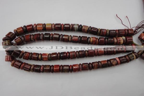 CRB140 15.5 inches 6*12mm & 10*12mm rondelle brecciated jasper beads