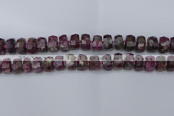 CRB1404 15.5 inches 8*16mm faceted rondelle tourmaline beads