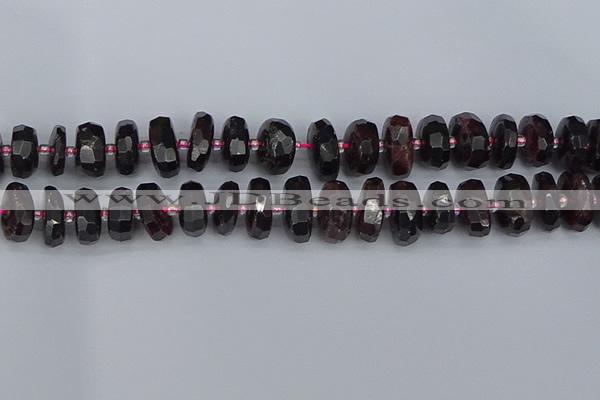 CRB1415 15.5 inches 8*18mm faceted rondelle red garnet beads