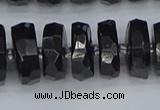 CRB1424 15.5 inches 8*16mm faceted rondelle black tourmaline beads