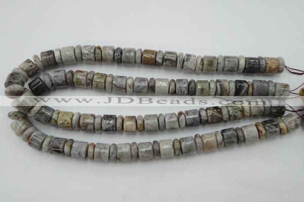 CRB143 15.5 inches 6*12mm & 10*12mm rondelle silver needle agate beads