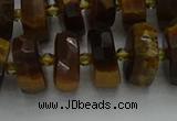 CRB1432 15.5 inches 6*12mm faceted rondelle yellow tiger eye beads