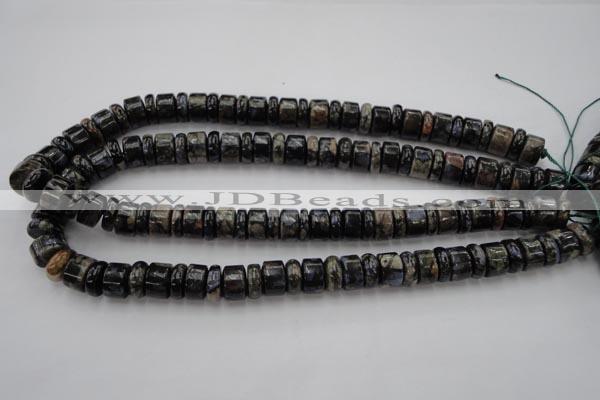 CRB146 15.5 inches 6*12mm & 10*12mm rondelle grey opal gemstone beads